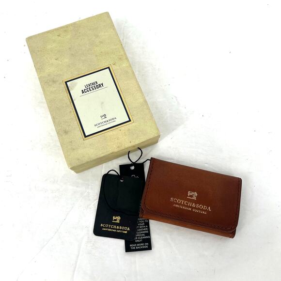 Scotch and Soda Brown Cognac Leather Moneyholder Clip Magntic NWT - Picture 2 of 6